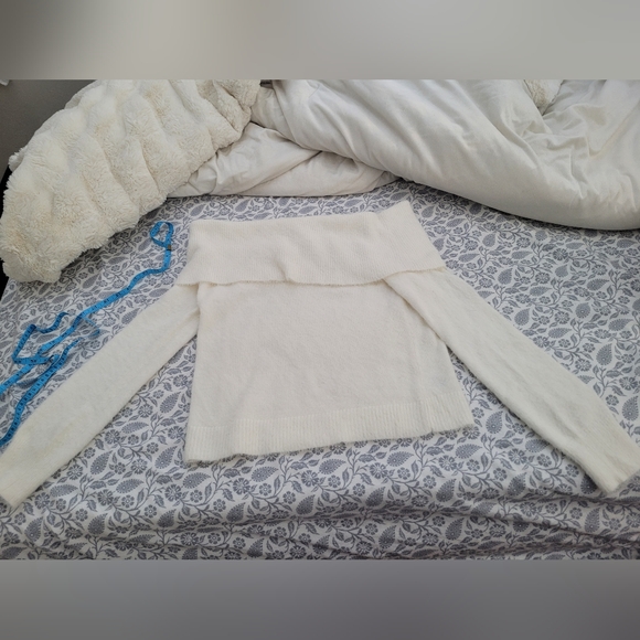 Meijer Sweaters - Cashmere Off-Shoulder White Sweater